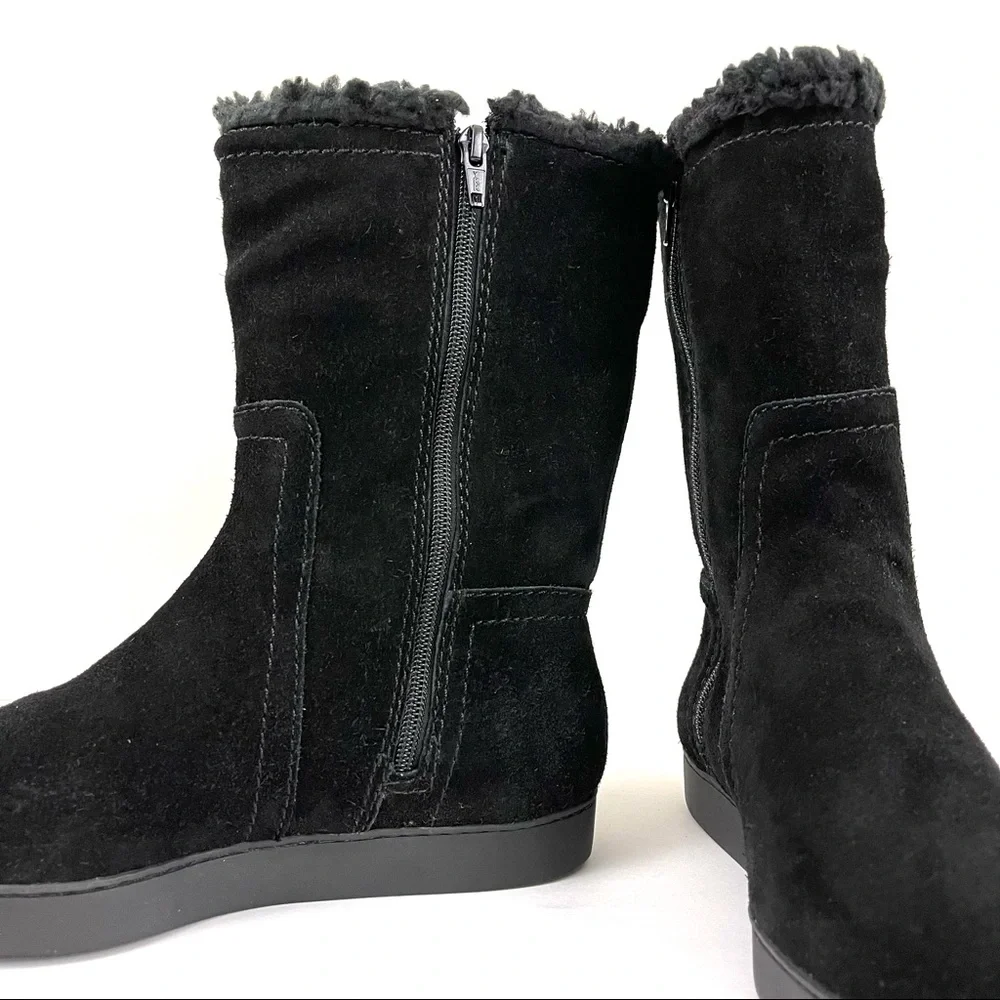 Talbots Tippi Black Suede Faux Fur Winter Boots